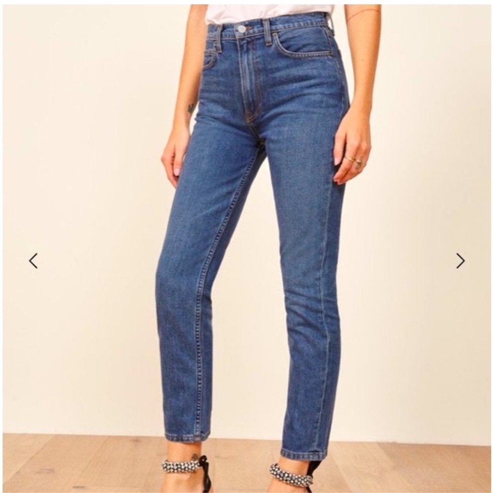 REFORMATION Julia High Rise Cigarette Straight Leg Jeans in Baltic Wash